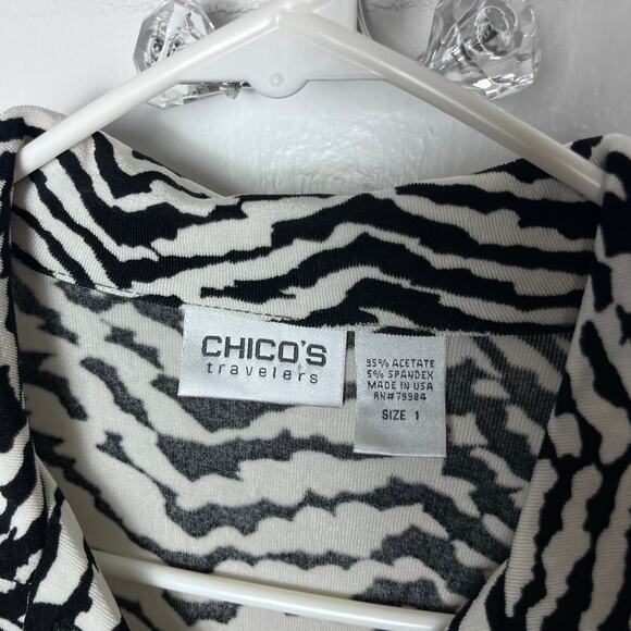 Chico's Travelers Women's Zebra Print Acetate Knit Stretch Midi Dress Size Small - Picture 4 of 7